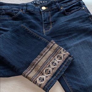WHBM Embellished Cuff Straight Crop Jeans